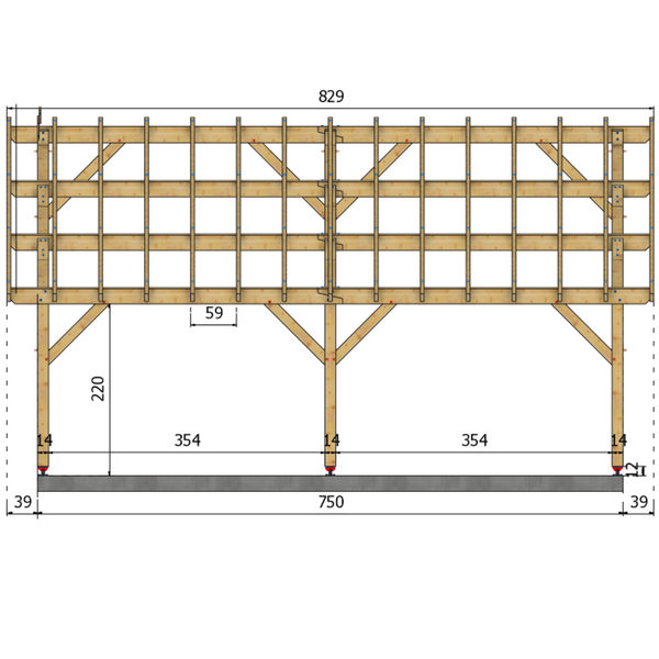 MODENE Auvent monopente, lxL 4.5x7.5m SAPIN