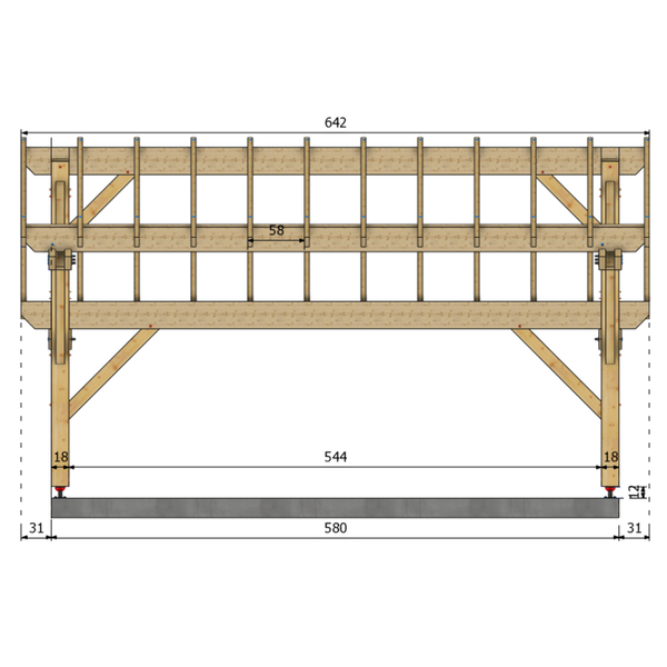 MONTELIMAR Auvent 2 pentes inégales, lxL 3.5x5.8m SAPIN