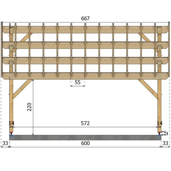 MURANO Auvent monopente, lxL 4x6m SAPIN