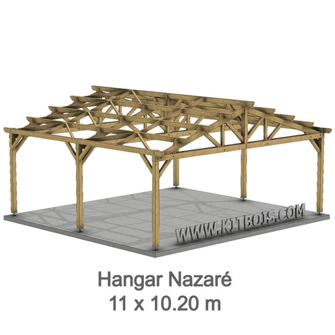 NAZARE Hangar bois Ouvert / 2 pans  11.0 x 10.20m 17° de pente