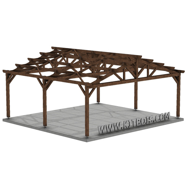 NAZARE Hangar bois Ouvert / 2 pans  11.0 x 10.20m 17° de pente