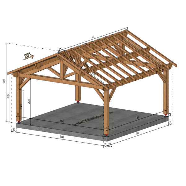 NICE Auvent 2 pans, lxL 5x5m SAPIN