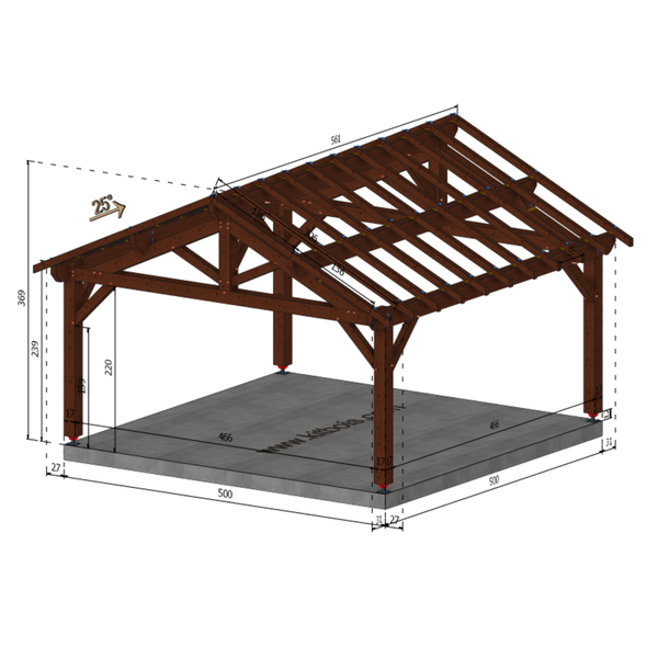 NICE Auvent 2 pans, lxL 5x5m SAPIN