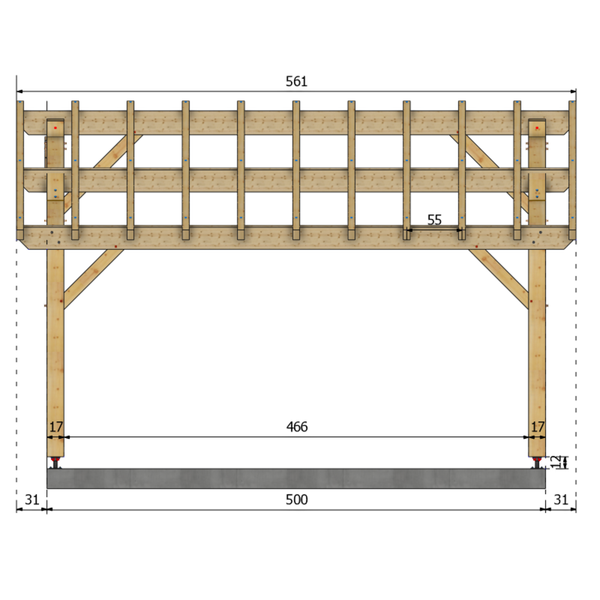 NICE Auvent 2 pans, lxL 5x5m SAPIN