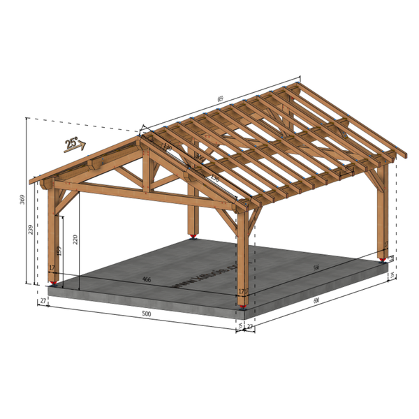 NIMES Auvent 2 pans, lxL 5x6m SAPIN