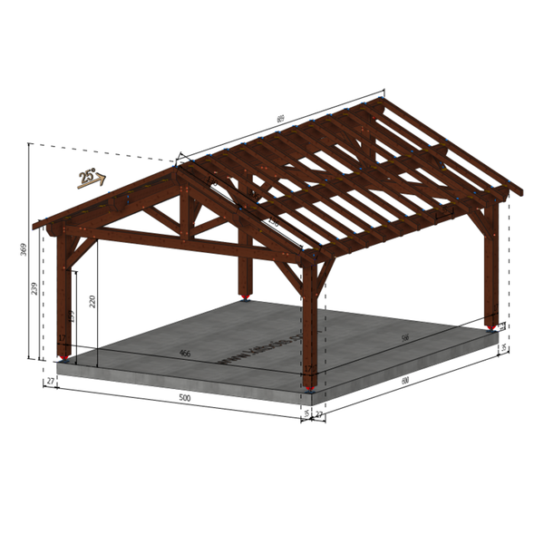 NIMES Auvent 2 pans, lxL 5x6m SAPIN