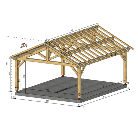 NIMES Auvent 2 pans, lxL 5x6m SAPIN