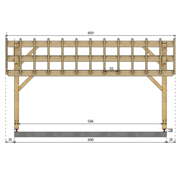 NIMES Auvent 2 pans, lxL 5x6m SAPIN