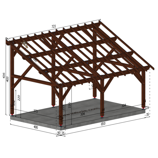 NOALE Auvent monopente, lxL 4x6.5m SAPIN