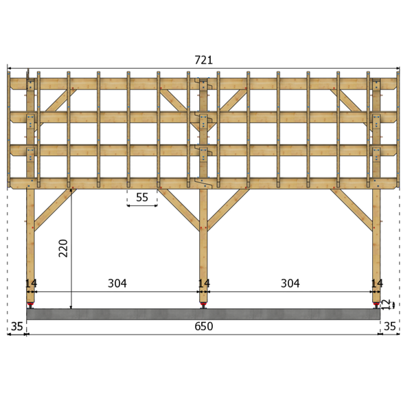 NOALE Auvent monopente, lxL 4x6.5m SAPIN