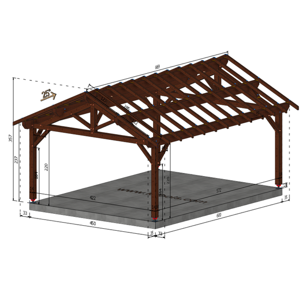 NOGENT Auvent 2 pans, lxL 4.5x6m SAPIN