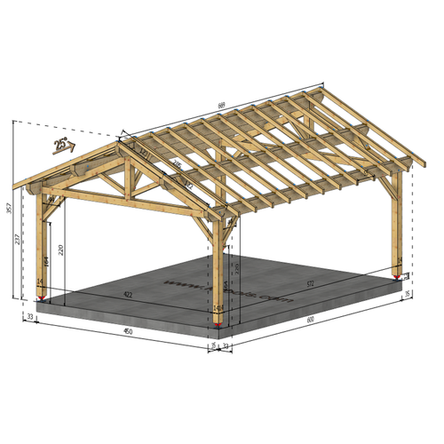 NOGENT Auvent 2 pans, lxL 4.5x6m SAPIN