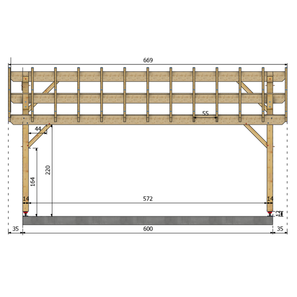 NOGENT Auvent 2 pans, lxL 4.5x6m SAPIN