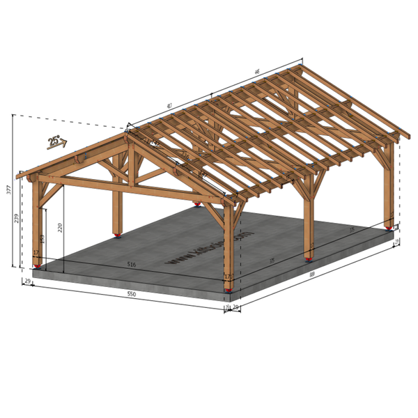 OLIVET Auvent 2 pans, lxL 5.5x8m SAPIN