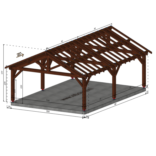 OLIVET Auvent 2 pans, lxL 5.5x8m SAPIN