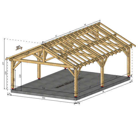 OLIVET Auvent 2 pans, lxL 5.5x8m SAPIN