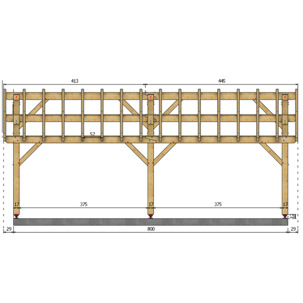 OLIVET Auvent 2 pans, lxL 5.5x8m SAPIN