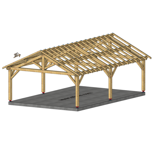 ORLEANS Auvent 2 pans, lxL 5.5x8.5m SAPIN