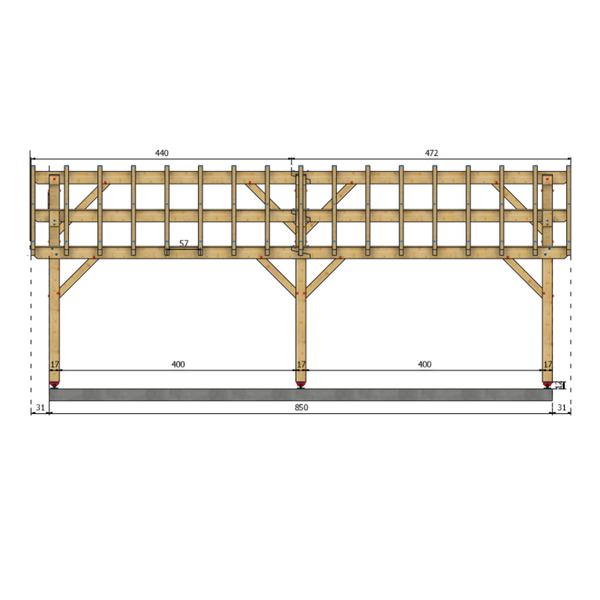 ORLEANS Auvent 2 pans, lxL 5.5x8.5m SAPIN