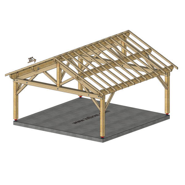 ORMES Auvent 2 pans, lxL 6x6m SAPIN