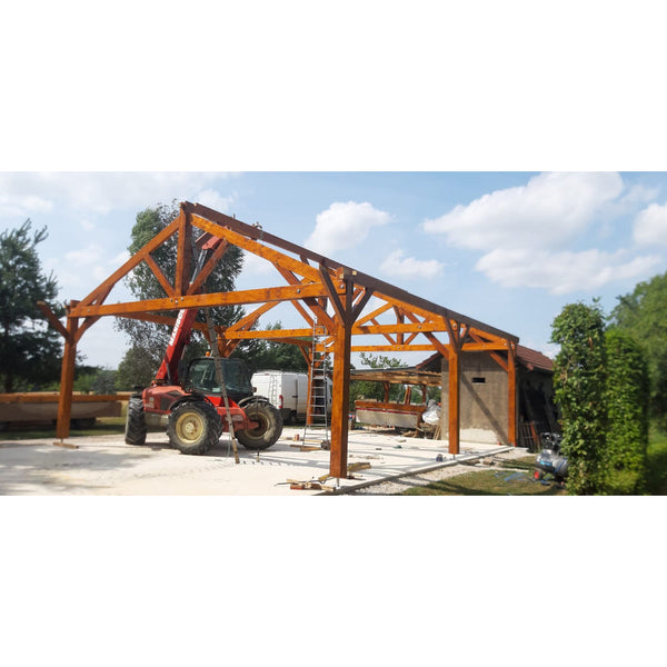 Hangar bois modèle LISBONNE / 2 pans  8.0 x 15.20m 25° de pente