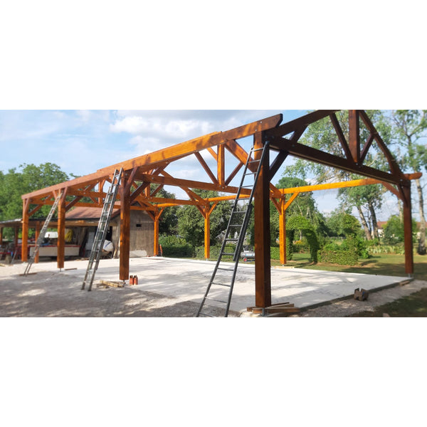 Hangar bois modèle LISBONNE / 2 pans  8.0 x 15.20m 25° de pente