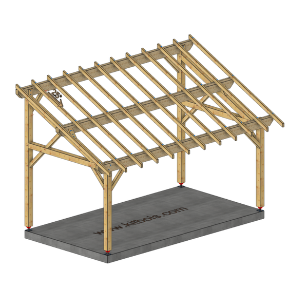 PARME Auvent monopente, lxL 3x5.5m SAPIN