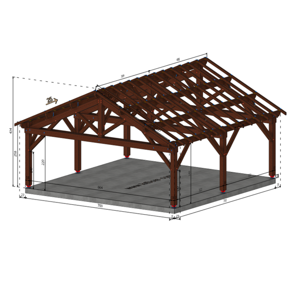 PATAY Auvent 2 pans, lxL 7x7m SAPIN