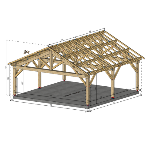 PATAY Auvent 2 pans, lxL 7x7m SAPIN