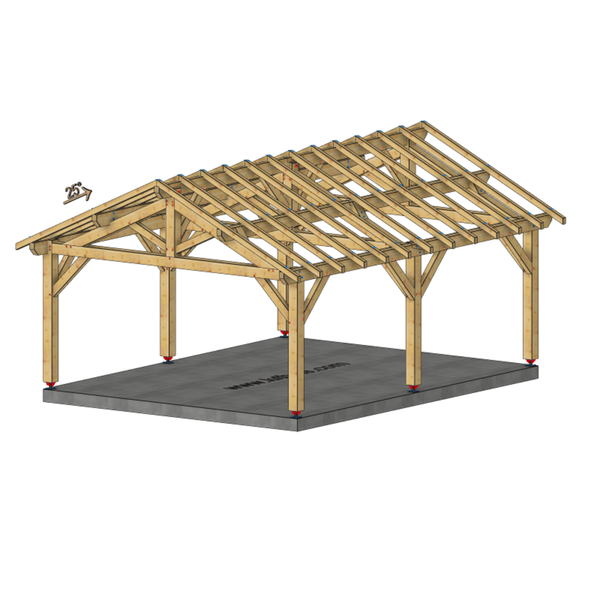 PEILLE Auvent 2 pans, lxL 5x6.5m SAPIN