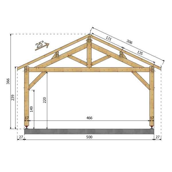 PEILLE Auvent 2 pans, lxL 5x6.5m SAPIN