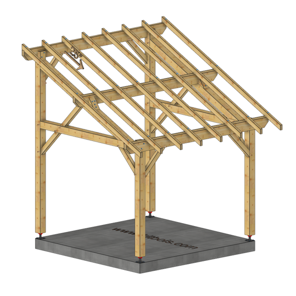 PISE Auvent monopente, lxL 3x3m SAPIN