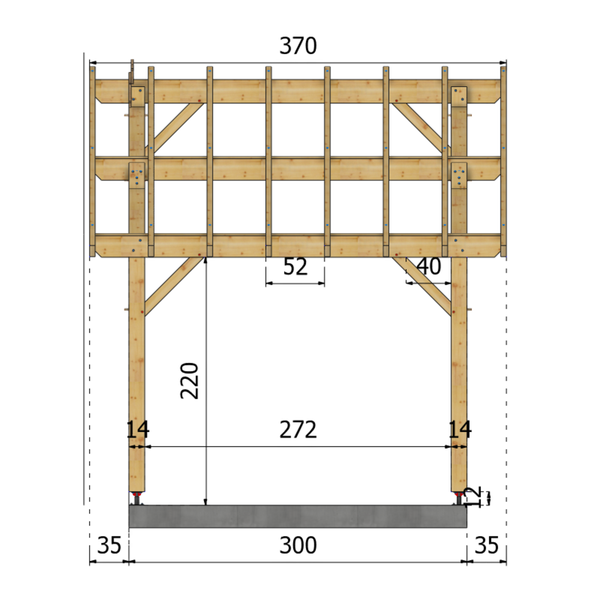 PISE Auvent monopente, lxL 3x3m SAPIN