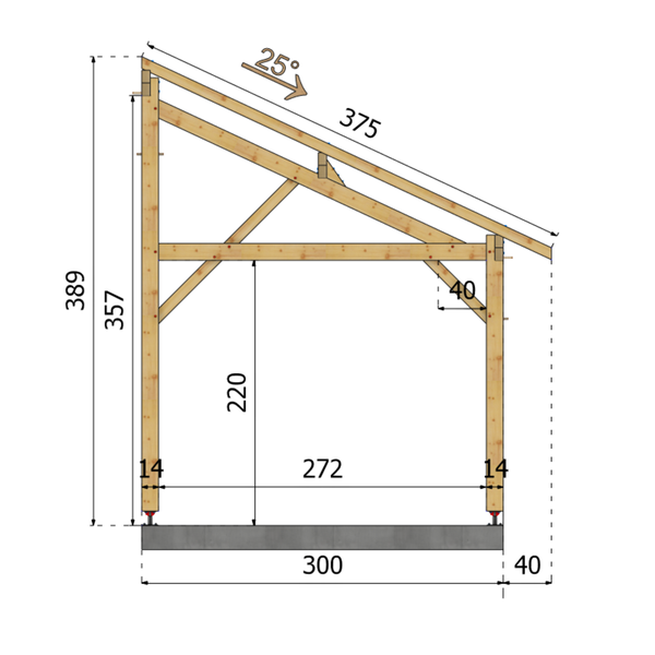 PISE Auvent monopente, lxL 3x3m SAPIN