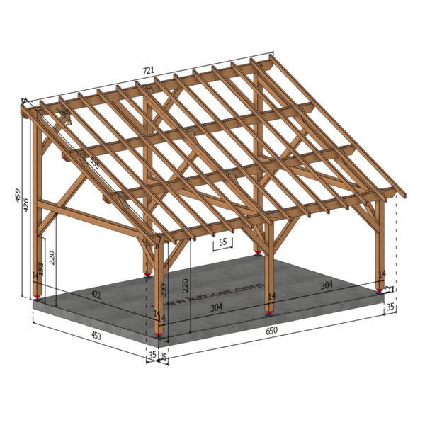 PLAISANCE Auvent monopente, lxL 4.5x6.5m SAPIN