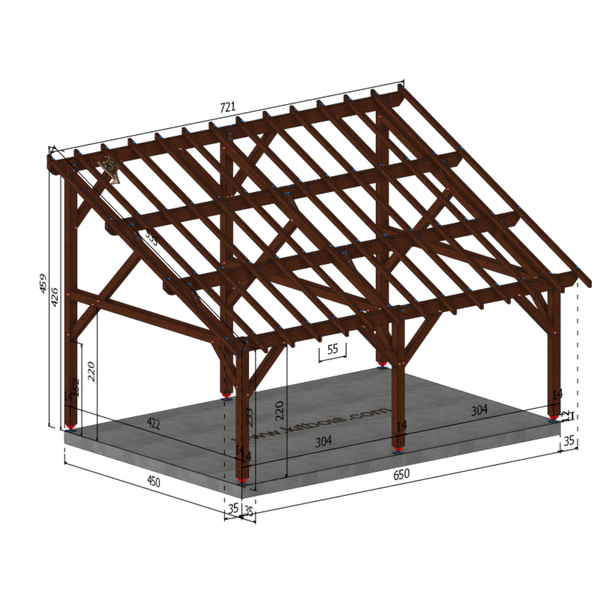 PLAISANCE Auvent monopente, lxL 4.5x6.5m SAPIN