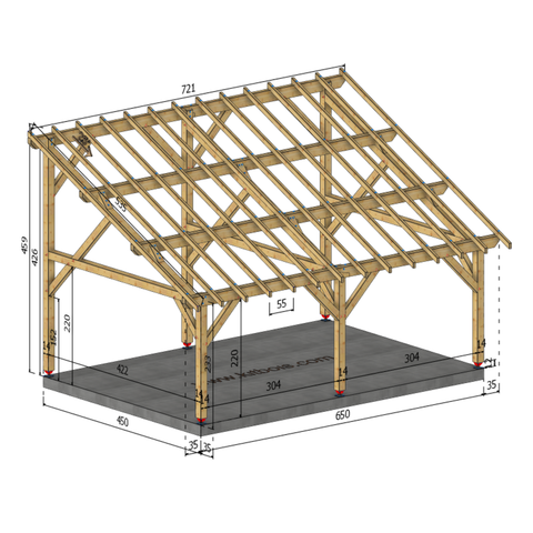 PLAISANCE Auvent monopente, lxL 4.5x6.5m SAPIN