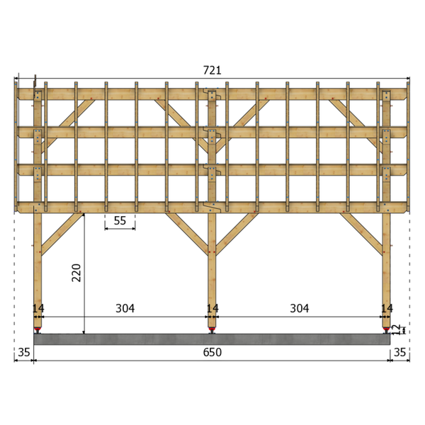PLAISANCE Auvent monopente, lxL 4.5x6.5m SAPIN
