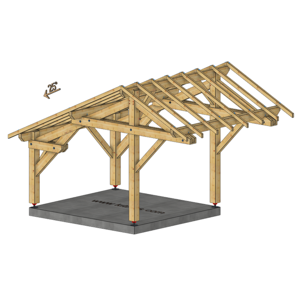 PUYGIRON Auvent 2 pentes inégales, lxL 3.5x3.2m SAPIN