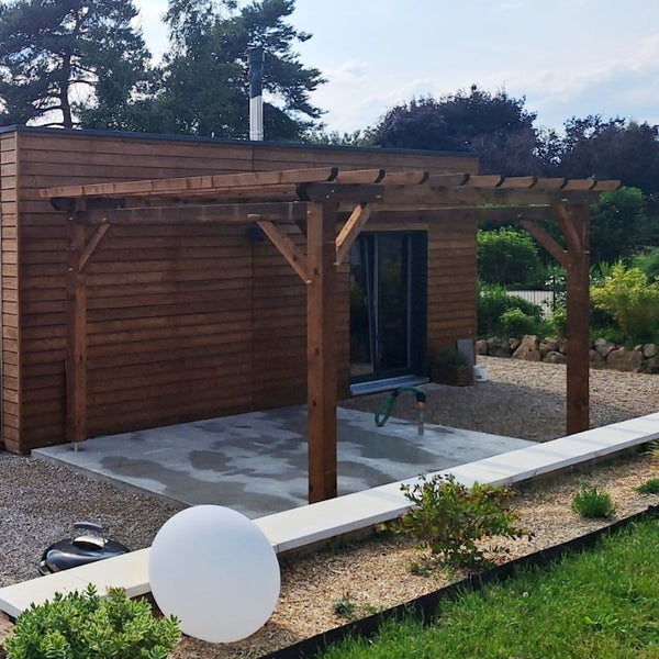 RABAT Pergola toit plat, lxL 3x4m SAPIN AUTOCLAVE MARRON