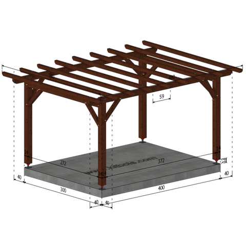 RABAT Pergola toit plat, lxL 3x4m SAPIN AUTOCLAVE MARRON