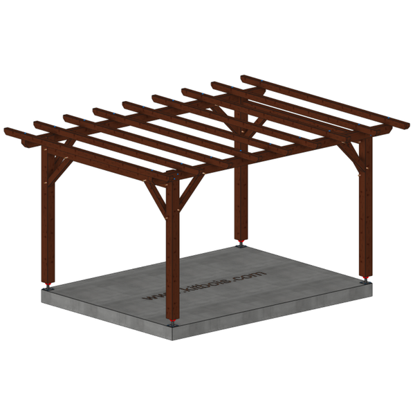 RABAT Pergola toit plat, lxL 3x4m SAPIN AUTOCLAVE MARRON