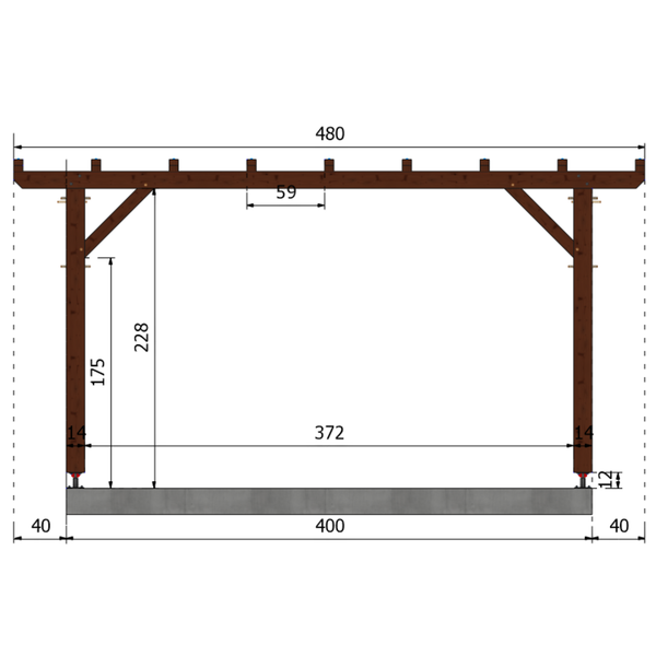 RABAT Pergola toit plat, lxL 3x4m SAPIN AUTOCLAVE MARRON