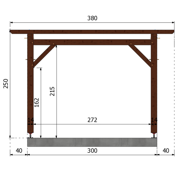 RABAT Pergola toit plat, lxL 3x4m SAPIN AUTOCLAVE MARRON