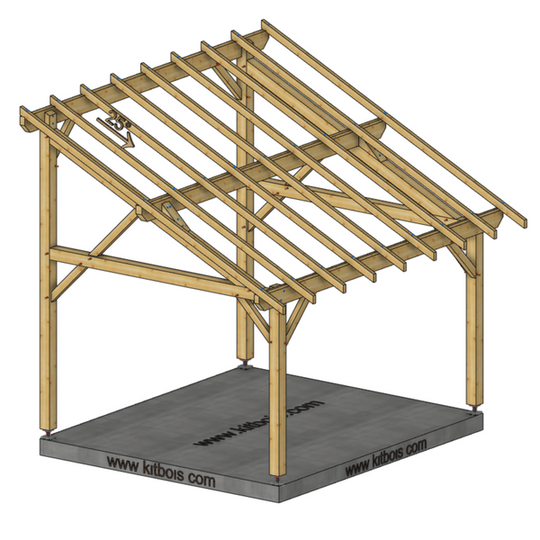 RAVENNE Auvent monopente, lxL 3.5x4m SAPIN
