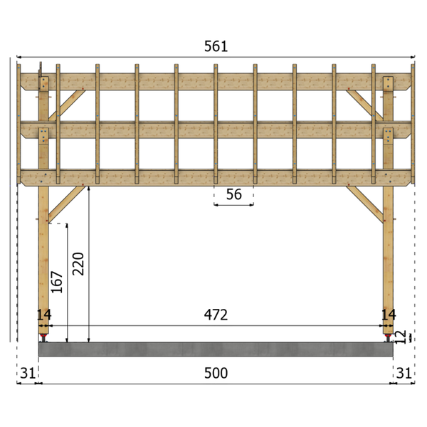 ROME Auvent monopente, lxL 3x5m SAPIN