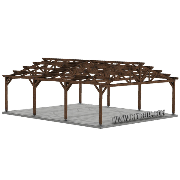 SETUBAL Hangar bois Ouvert / 2 pans  12.0 x 15.20m 17° de pente