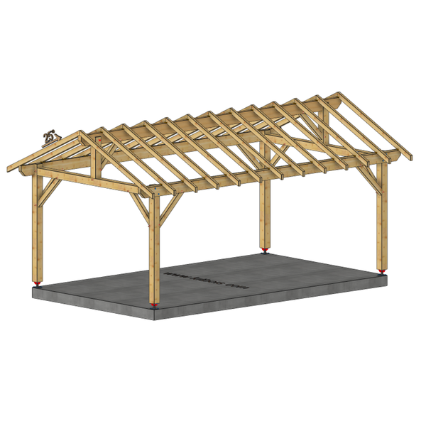 SERVE Auvent 2 pans, lxL 3.5x6m SAPIN