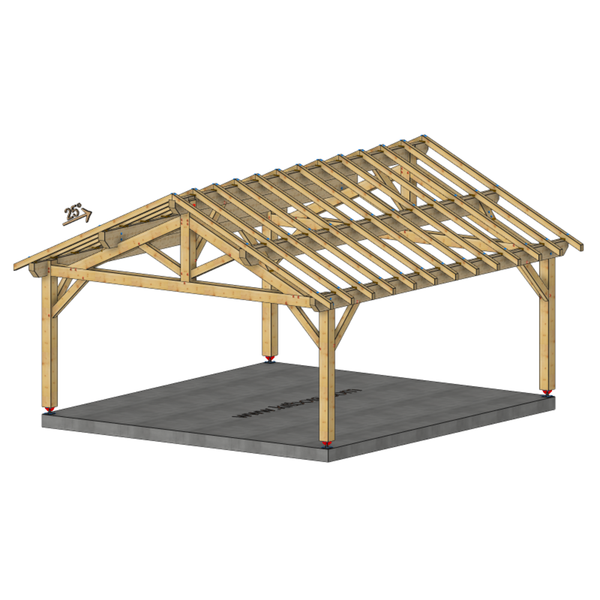 SALLERTAINE Auvent 2 pans, lxL 5.5x6m SAPIN