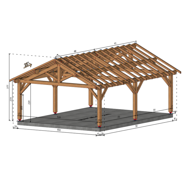 SARAN Auvent 2 pans, lxL 5.5x7.5m SAPIN